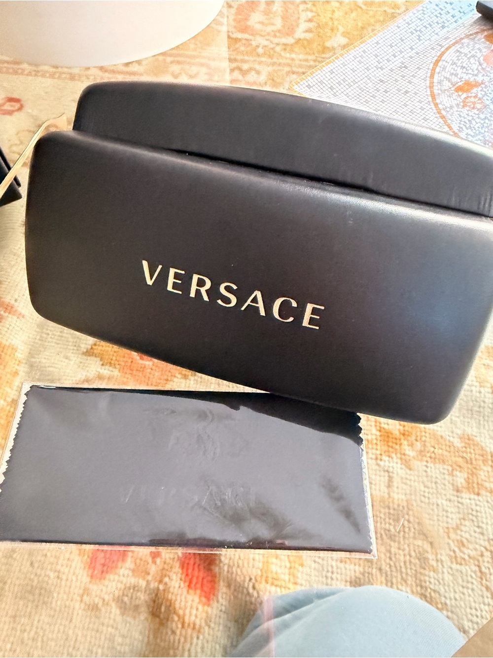 Versace Rimless Aviator Sunglasses in Brown Gold with tinted Lenses emblem NWT - Picture 11 of 13